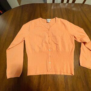 Peach Button-Front Cropped Cardigan